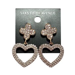 Saks Fifth Avenue Clear Crystal Clover & Heart Drop Earrings